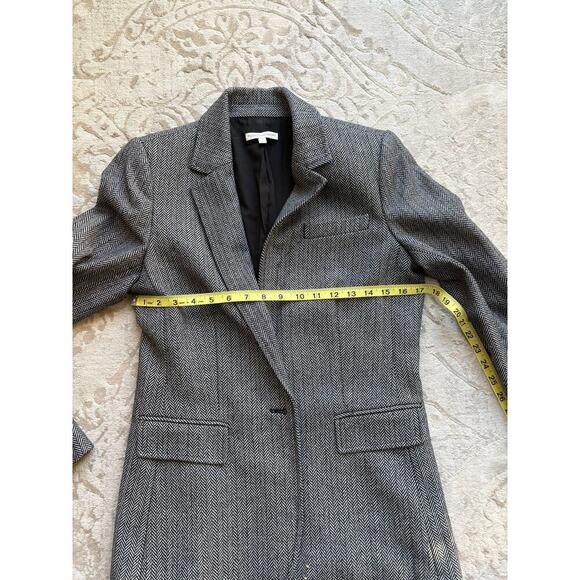 Rebecca Minkoff Wool Blend Herringbone Blazer Gray Black Jacket Size 4 - Picture 6 of 8